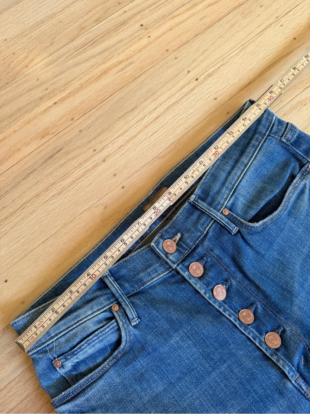 Mother Pixie Dazzler Ankle Fray Jeans Beginner’s Luck Blue Size 30 Minimalist - Picture 12 of 14